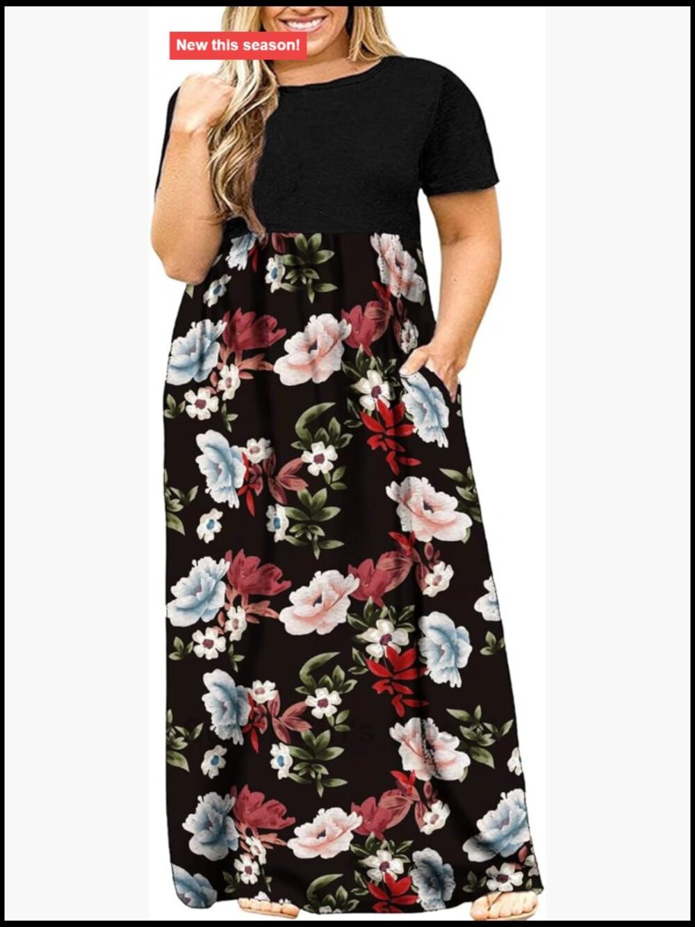 Plus Size Maxi Dress with Pockets Loose Casual Summer Dress XL-5X
